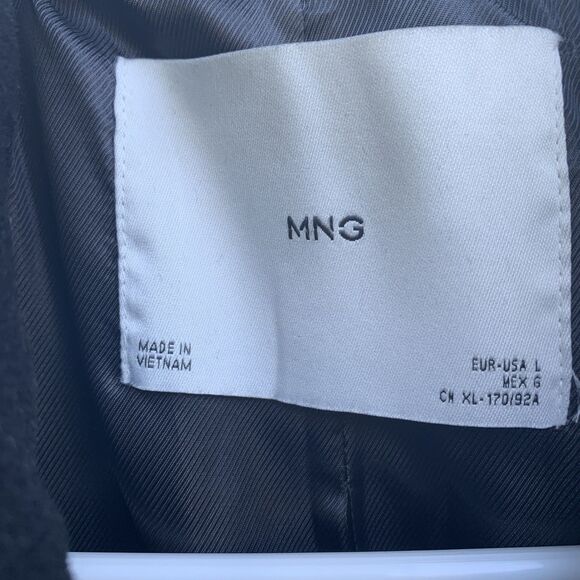 MNG Mango Double Breast Wool-Blend Coat Jacket Black Women's Large Gold Buttons - Picture 2 of 9